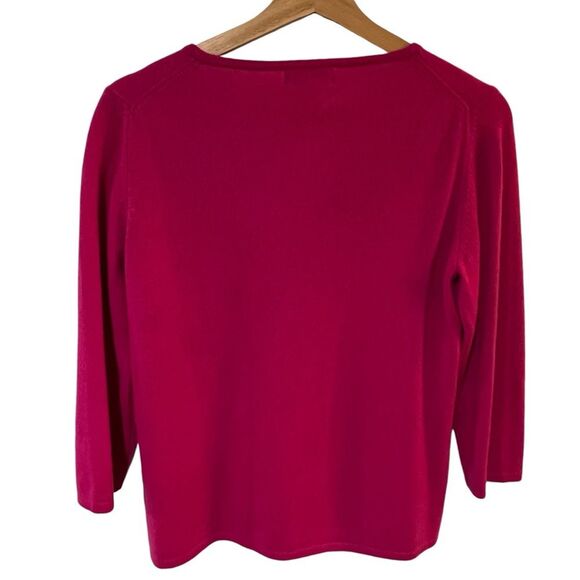 Worthington 100% Cashmere Sweater Size M Magenta Quiet Luxury Capsule Wardrobe - Picture 2 of 5
